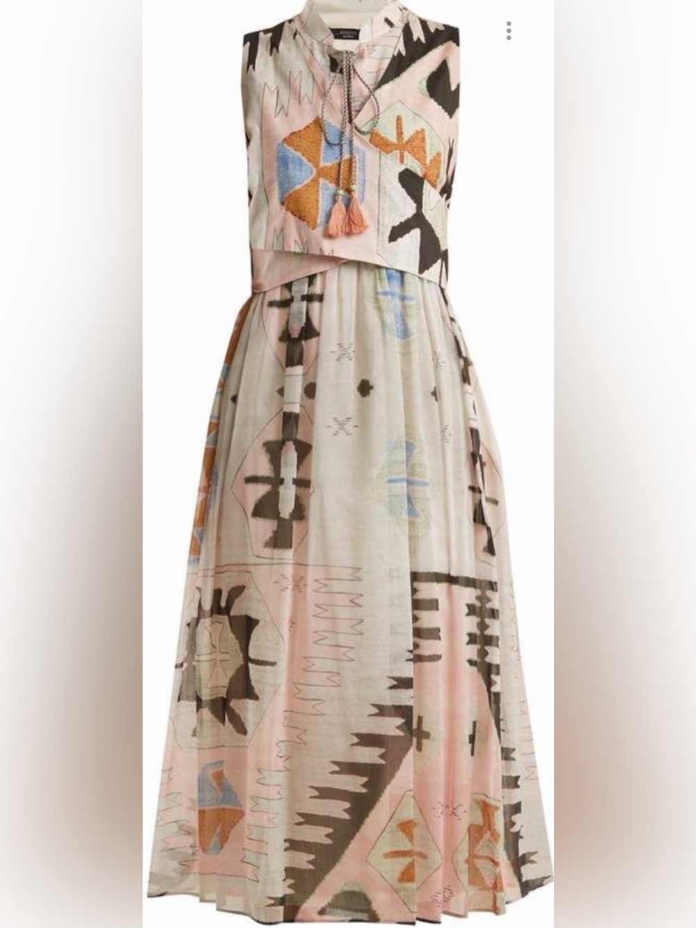 Max Mara WEEKEND Umbro dress Boho Aztec Print Tassel Tie Maxi Dress Sz L